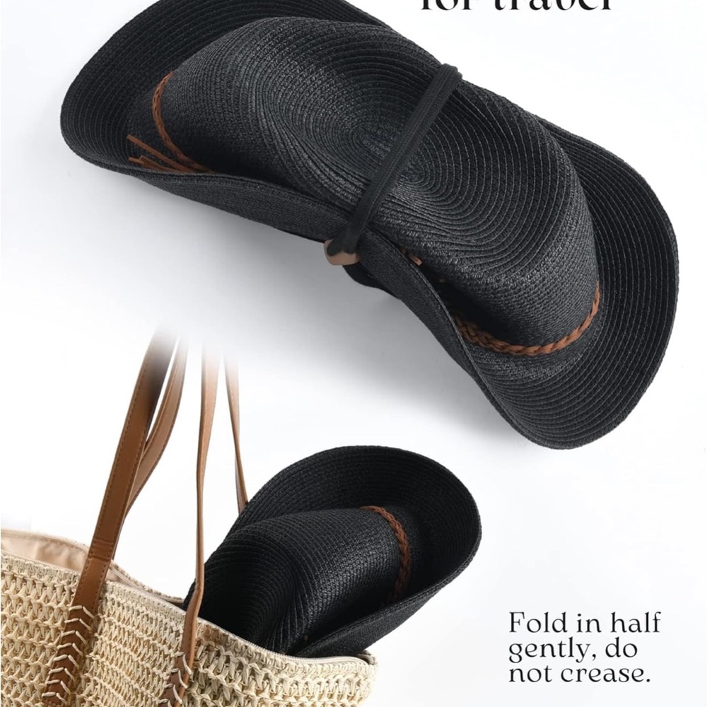 Black packable upf 80+ Wide-Brim Hat - Picture 4 of 11